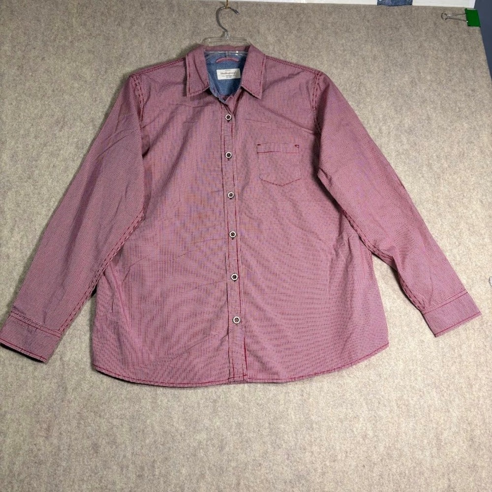 Weatherproof Vintage Shirt Womens L Red Cotton Gingham Button Down Classic Chic